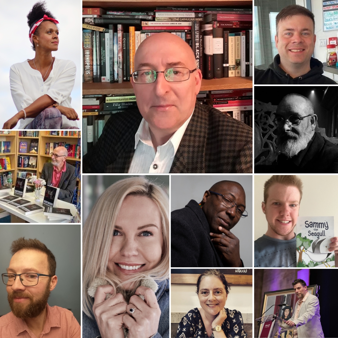 A collage of diverse individuals, each in a separate framed section. Some people are smiling, others are pictured with books. The mood is warm and professional.